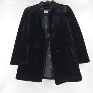 VIntage Intrigue Faux Fur Coat Black Luxury Glenoit Glam Size 6 Mob Wife Holiday